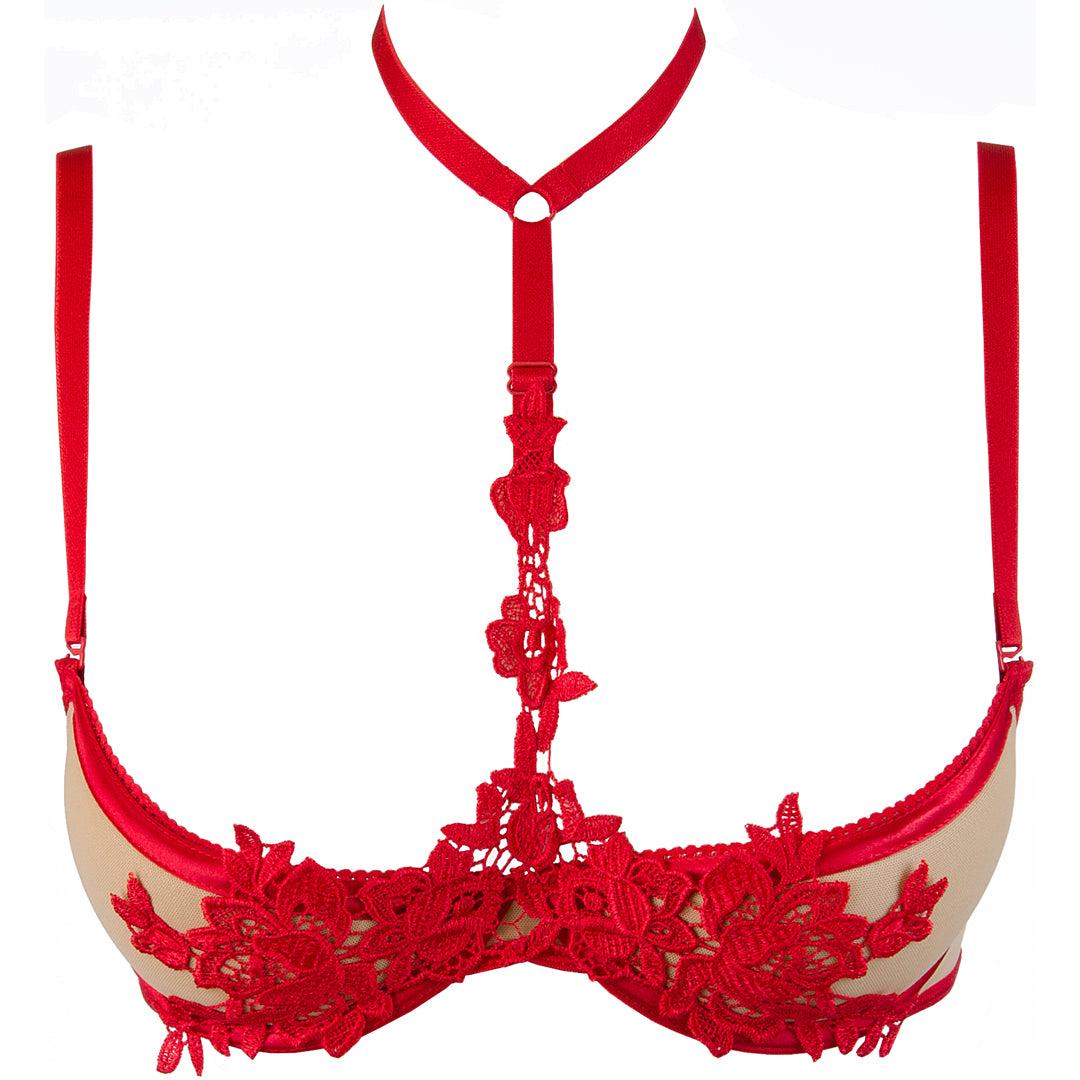 Sexy Open Cup Shelf Bra Axami Naughty In Nude Red Ata Trend Wear 